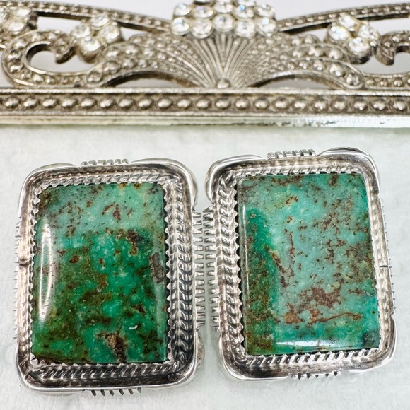 Maria Platero (Navajo) Sterling Silver Turquoise Post Earrings - Picture 2 of 16